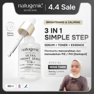 [Paket Spesial NOVAATIARA] NATUGENIC - 3 IN 1 SERUM+TONER+ESSENCE (ULTRA BRIGHT SERUM) 30ml | Spots Treatment , Calm Redness, Brightening, Anti Darkspots, BPOM | Vitamin Tranexamic Mencerahkan Wajah  Hitam