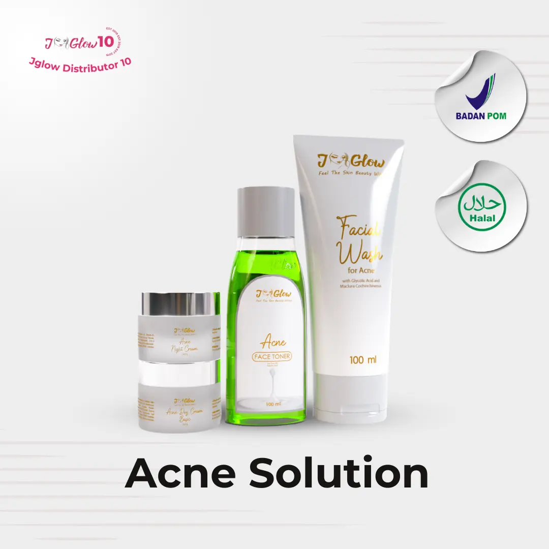 JGLOW PAKET ACNE SOLUTION UNTUK JERAWAT RINGAN Berjerawat Berminyak Facial Wajah