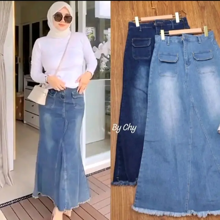Rok Jeans Skirt Wanita Terbaru