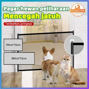 Pintu Jaring Penghalang Pagar Kandang Kucing Anjing 180CM Magic Gate