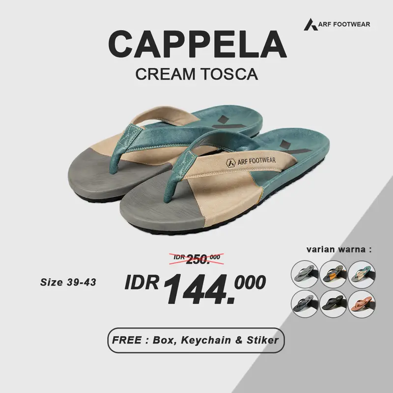 ARF Cappela Cream Tosca Sandal Jepit Kulit Casual Distro Kekinian Pria Wanita Sendal Kasual 0