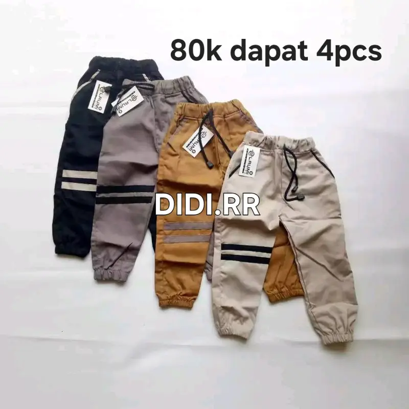 celana chinos jogger anak 1-10 tahun paket 4pcs Anak-Anak Kancing 0
