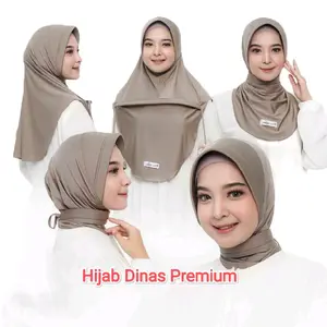 Hijab Instan Dinas Premium Pet Tebal Polwan Pns Jilbab security Pramugari Tali Belakang warna coklat
