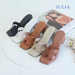 Bluebells JULIA Sendal Heels Wanita Tinggi 5 Cm Dengan Model Kekinian Cantik Elegan Pijakan Empuk (Tersedia Size 36-44) Sandal Hitam