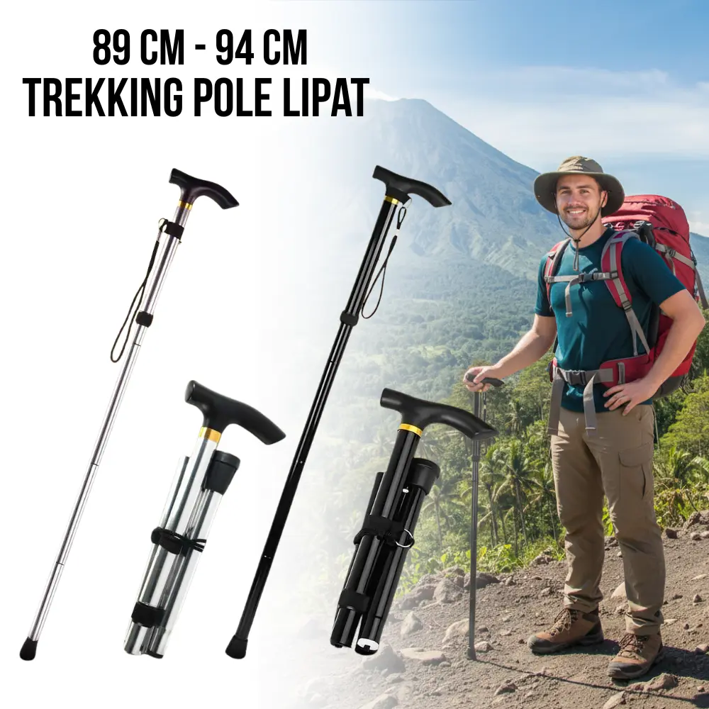 Tongkat Hiking Lipat Trekking Pole Aluminium 110cm TAFF Z4 - Ringan & Anti Slip untuk Gunung dan Outdoor | Walking Stick Hiking