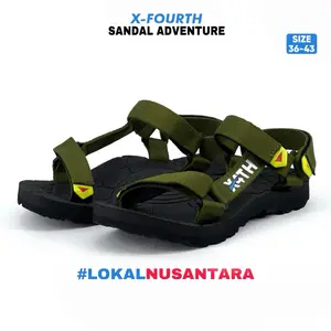 X-Fourth Nuvra Velcro Black Army - Sendal Outdoor Adventure Mounttrack Tracking Sandal Gunung Antislip Ringan Lentur Nyaman Pria Wanita Hiking petualang