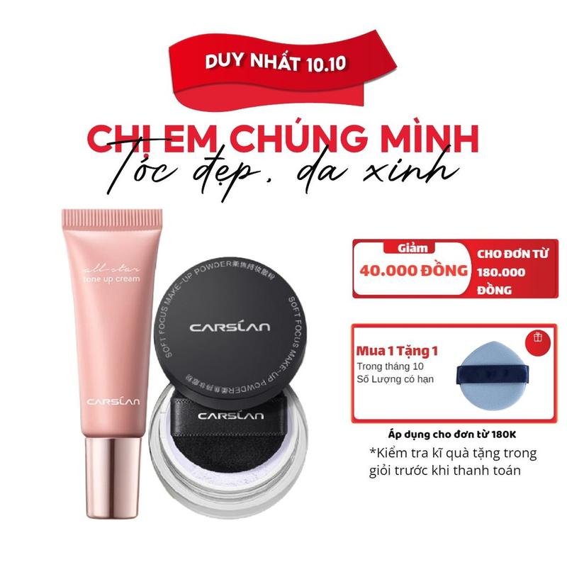Combo Minisize Kem lười Carslan - nâng tông da 5g và Phấn phủ Carslan kiềm dầu, chống nước lâu trôi 1g Trang Điểm Perfume Cosmetic