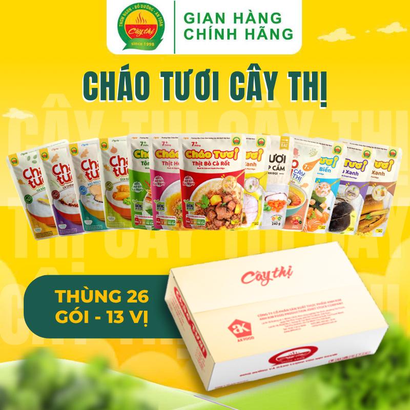 Thùng 26 Gói 13 Vị Cháo Tươi Cây Thị Cháo Ăn Liền Cung Cấp Đủ Nhóm Dinh Dưỡng Cần Thiết