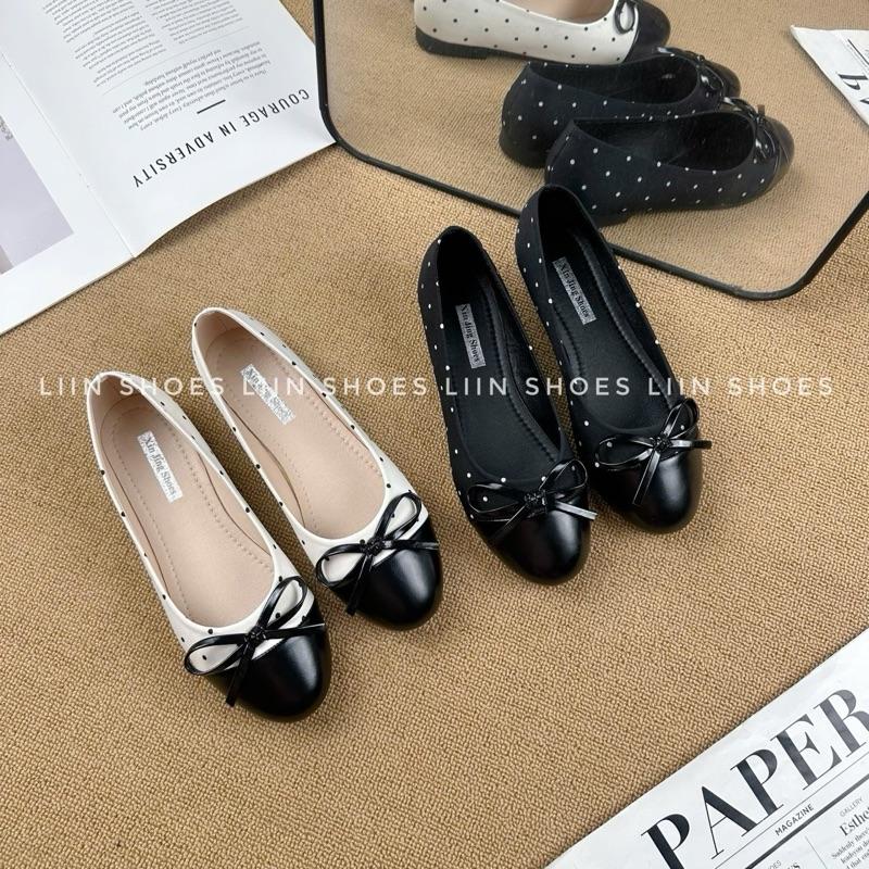 Giày búp bê vải bi mix nơ