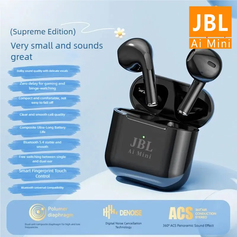 Asli JBL-AIMINI Bluetooth Headphones True Wireless Earbuds Wireless Charging Case IPX5 Waterproof in-Ear Ear buds with Mic for TV Smart Phone Laptop Computer Sports 1