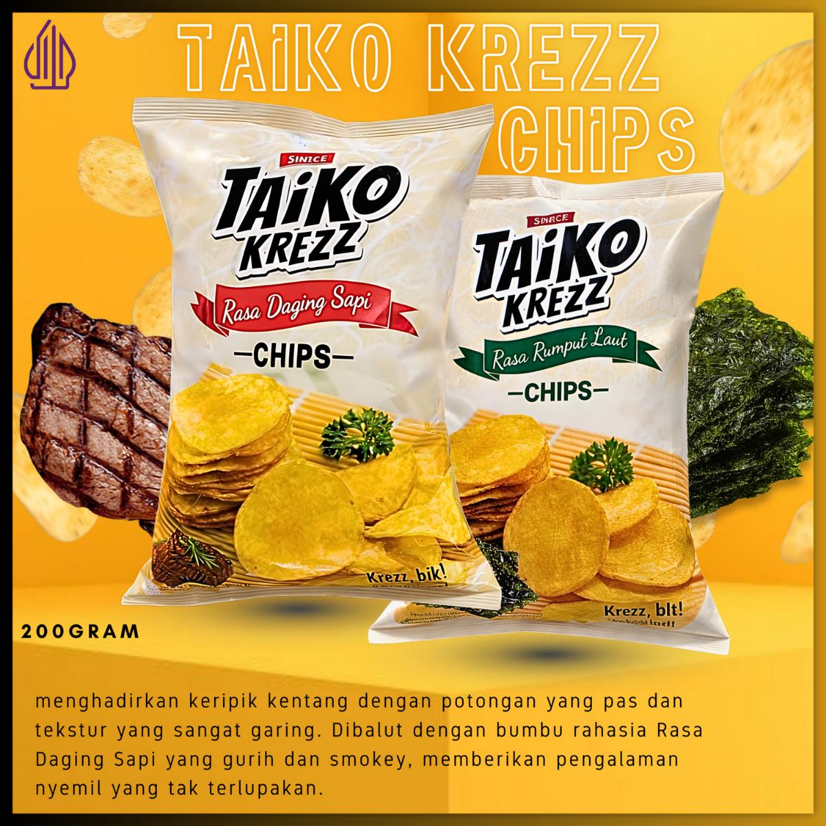 COD HALAL/Taiko Krezz Chips/Keripik Kentang/Cemilan/Promo Murah/Rasa Daging Sapi/Rasa Rumput Laut/Keripik/chips/renyah dan lezat/bahan baku berkualitas/Crispy Chips/Potato/Snack/Kripik