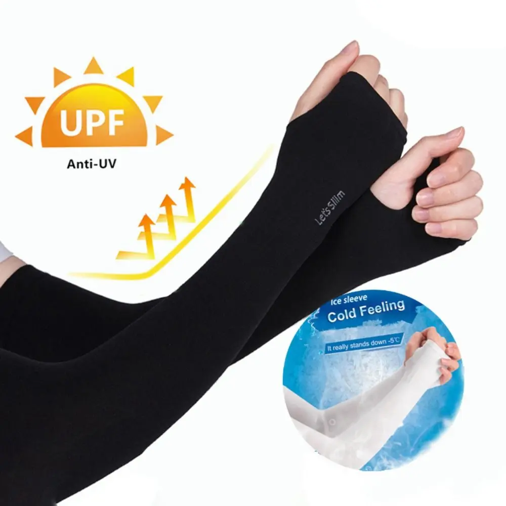 New Summer Cool Hand Sleeves Anti-UV Ice Silk Long Sleeves Anti-Sunburn Fingerless Arm Sleeve Women Men