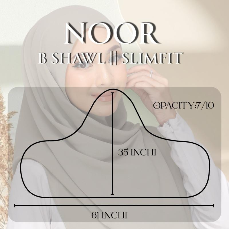 BShawl Slimfit NOOR | Shawl Curve |Bidang 45-48 | Material Heavy Chiffon Flowy | Opacity 7/10 Wanita Scarves