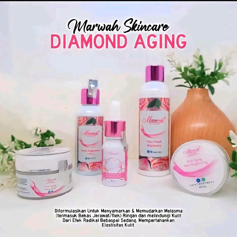 Semua Paket Marwah Skincare krim malam klinik untuk anti aging flek hitam dan kerutan mencerahkan kulit agar wajah glowing putih memudarkan flek hitam noda hitam menyamarkanbekas jerawat yang membandel Mengencangkan Platinum diamond bright tea tree 4