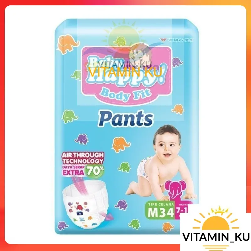 POPOK BABY HAPPY PANTS S40 M32 L28 XL26 XXL24 DIAPERS CELANA #VITAMINKU 4