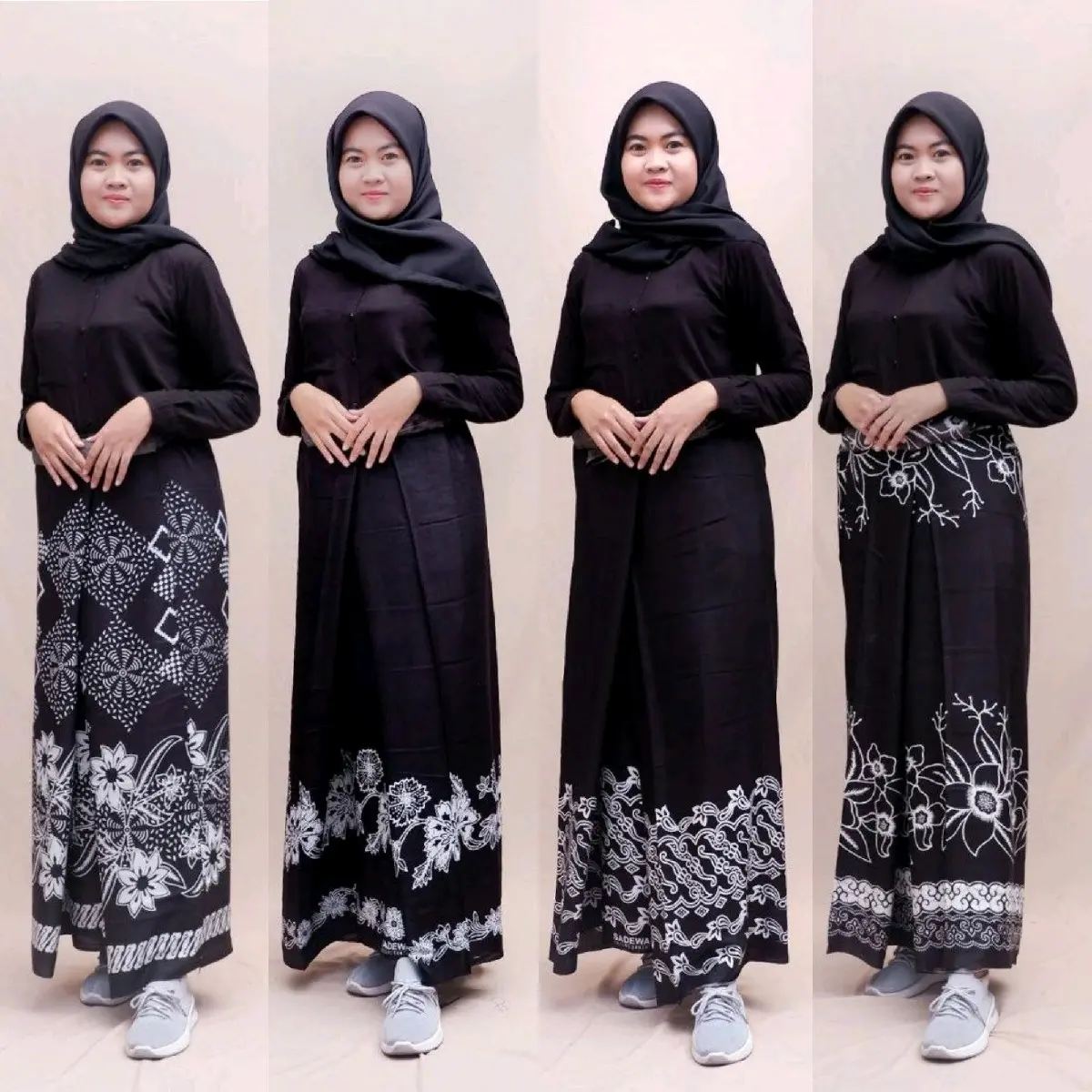Sarung Wanita Hitam Putih Mbak Santri Pondok Putri Bahan Adem