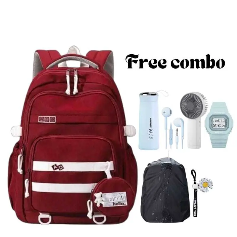 Tas sekolah anak ransel AD free paket combo dan anak ransel Tas Ransel Terbaru tipe-dk2023 Backpack Wanita Bisa Sekolah Sd>smp>sma Dan Kuliah Ransel Multifungsi Wanita Free Botol+jam tangan+nano spray 5