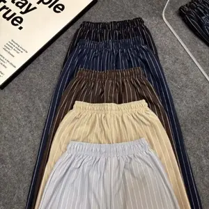 Almaisan - Everyday Pants Celana Stripe Panjang Baggy Wanita Kantor Kuliah Motif Garis