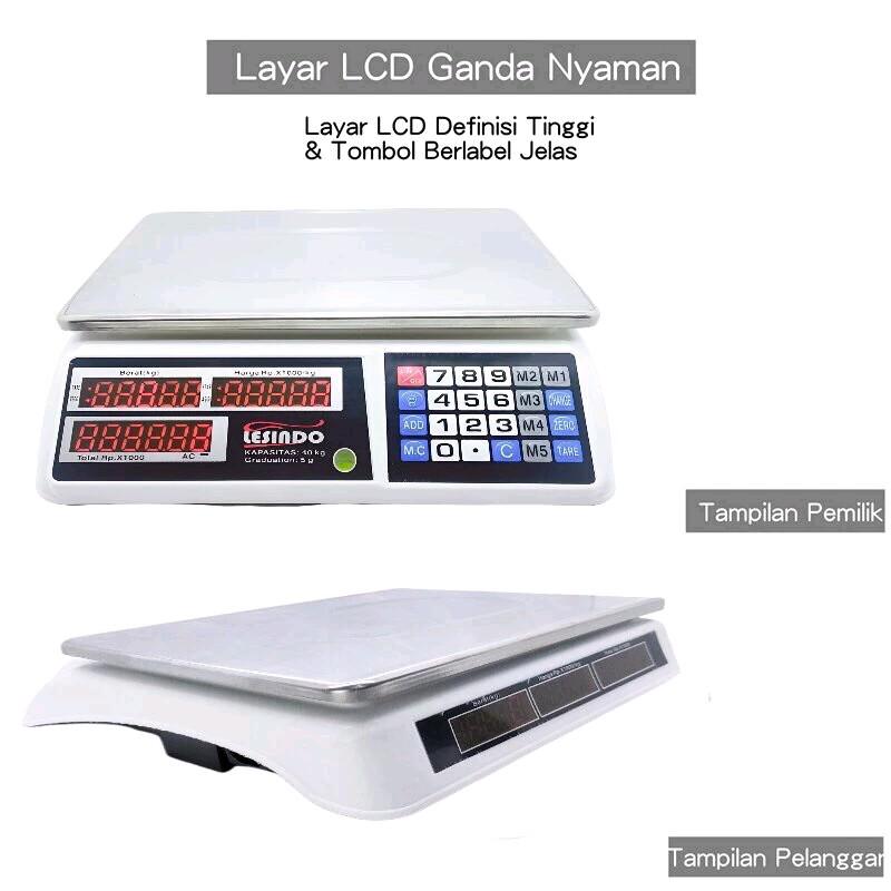 QME Timbangan 40kg Buah Dan Sayur Digital Computing scale double Display Price - alat Multifungsi 2in1 Portable 1