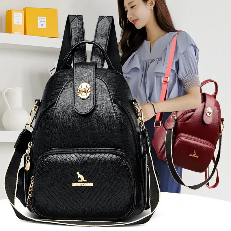 Ba Lô Da Mềm Cho Nữ, Cao Cấp, Hàng Mới Về, Phong Cách Và Dễ Phối Đồ Túi Du Lịch, Phong Cách Phương Tây, Túi Ba Lô Ba Mục Đích