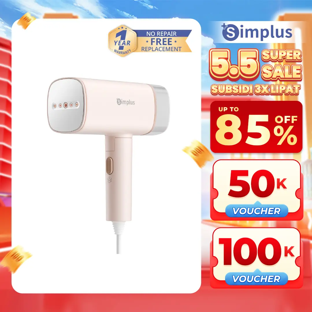 【GUNCANG 5.5 SUBSIDI 3X LIPAT】Simplus Setrika Uap 2-in-1 Low Watt 800W Setrika Uap Genggam Kapasitas 170ml Portable dapat Dilipat Fungsi Ganda Setrika Datar dan Gantung GTJH020