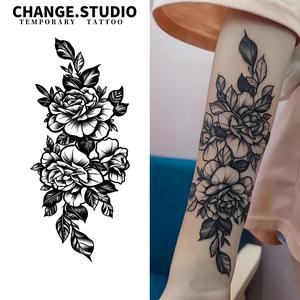 รอยสักชั่วคราว สีพื้น ลายเต็มแขน ดีไซน์ดอกไม้ ติดทนนาน 15 วัน กันน้ำและทนต่อการสะท้อนแสง สติ๊กเกอร์รอยสัก