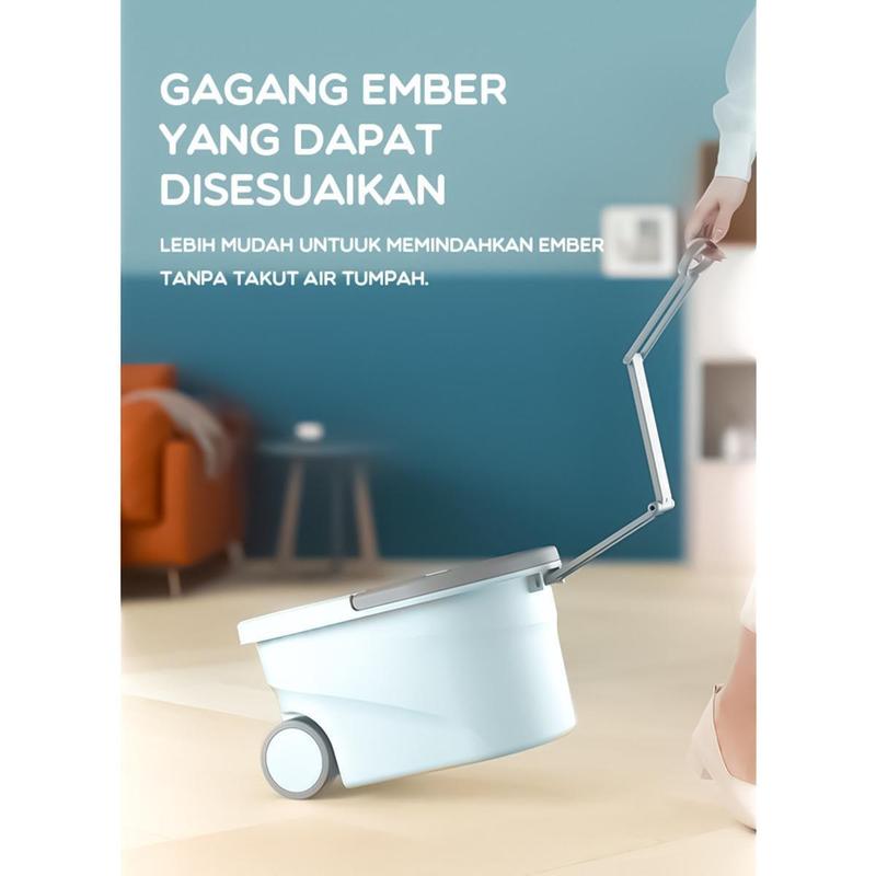 Product Introduction of Alat Pel Lantai Microfiber dengan Ember Spin Mop Mencuci dan Membilas Alat Pembersih Lantai Bahan Spin Press Stainless 18
