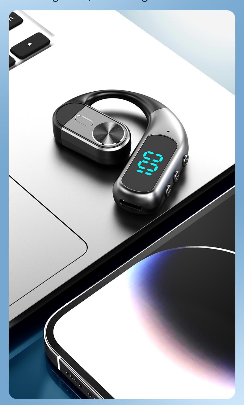 K1 Single Wireless Earphones Air Conduction OWS Headphone HiFi Ear-Hook Music Sports Noise Cancelling Headset Untuk Semua Smartphone