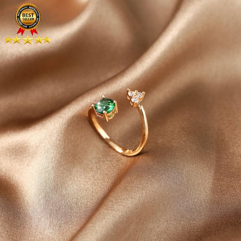 D.G.C Cincin Titanium Wanita Anti Karat Mewah Berlian Emas Fashion Korea Aksesoris Cincin Terbuka Murah D673 7