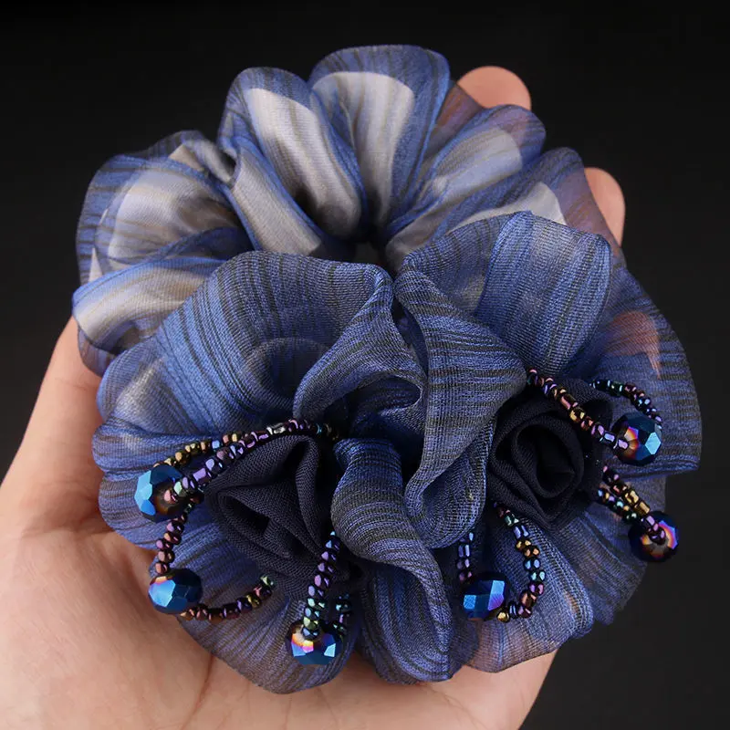 Băng Đô Hoa, Phong Cách Hàn Quốc, Thanh Lịch, Dây Buộc Tóc Scrunchie Lưới, Đầu Sợi, Buộc Tóc Hoa, Băng Đô Dây Cao Su, Dành Cho Nữ 8