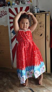 Product Review of [BrandedBaby] Baju Dress Natal Anak Perempuan Satin Printing Lengan Kutung Kids Fashion from N**e 3