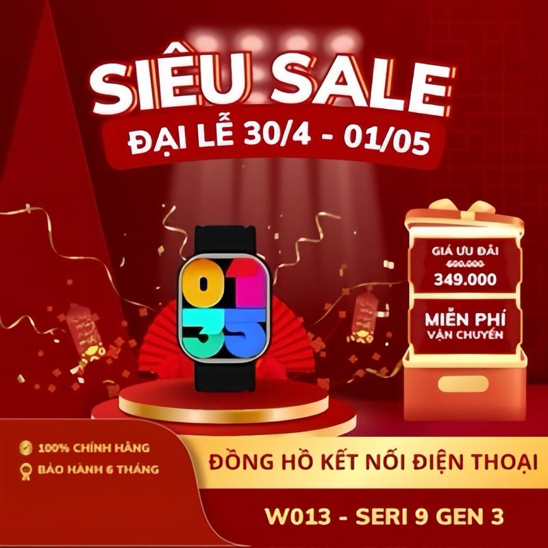 Đồng Hồ Thông Minh W013-Seri 9 (Gen 3), Size 38-41mm Đồng Hồ Kết Nối Điện Thoại, Nhận Thông Báo Tin Nhắn, Nghe Gọi 2 Chiều, Theo Dõi Bài Tập, Nghe Nhạc, Thời Trang