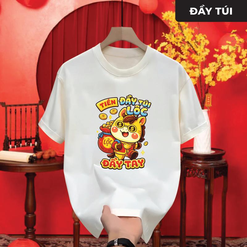  Áo thun Tết TIỀN ĐẦY TÚI form Unisex nam nữ Áo thun cổ tròn Tee shirt chất liệu cao cấp trẻ trung năng động MANTINO BASIC 