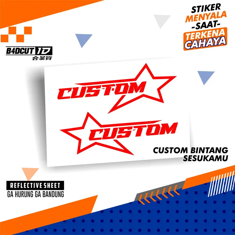 Stiker Custom Bebas Request Nama Bentuk Bintang Viral Keren Cutting Bukan Sticker printcut Anti Air Motorcycle 5