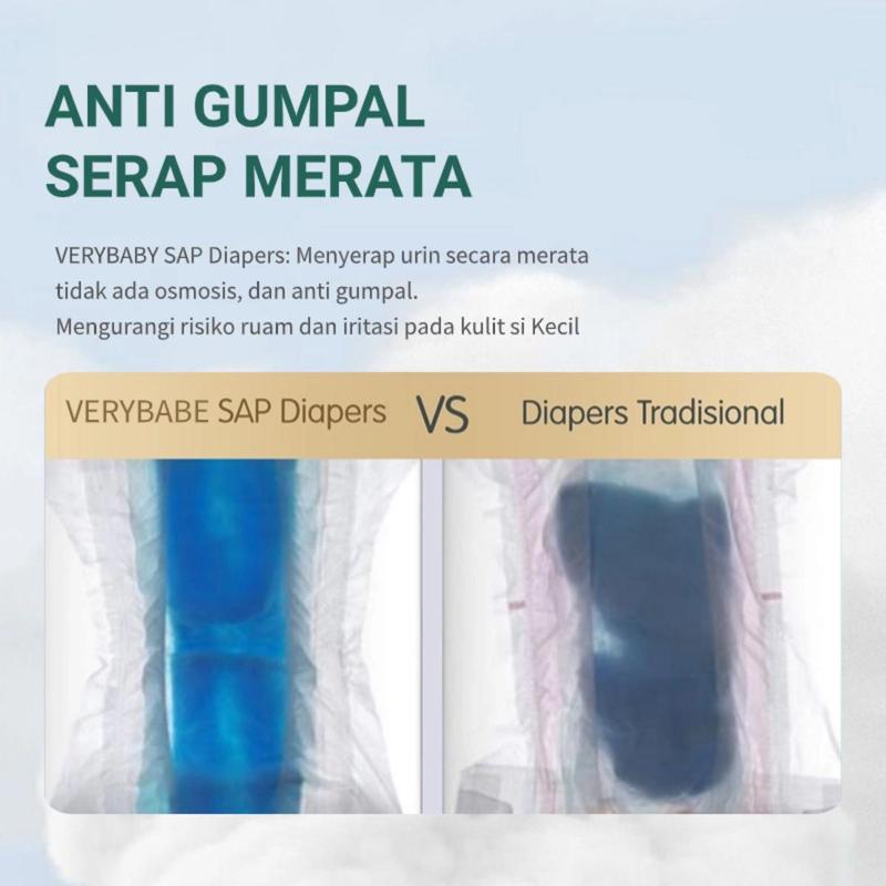 2Pack-VeryBabe SAP Popok Bayi Diapers Bayi S/M/L/Xl/XXL/XXXL/XXXXL Tipis Bernapas Tinggi Serap Anti Gumpal Kering Merah 5