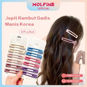 MOLFINE Jepit Rambut Wanita Korea 6PCS  Hairpin  Lucu Jepitan  Aksesoris Rambut Remaja Morandi klip poni praktis dan serbaguna untuk wanita Clips Kulit Hitam