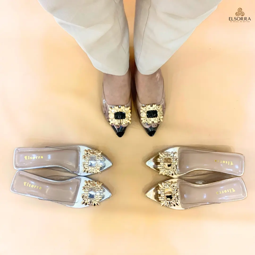 Elsorra 'Gisya' - Heels Cantik Elegan - Heels Kaca - Sandal Heels Wanita