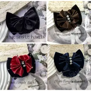 KTS-TEBAL Harnet Jepit otomatis Hairnet Rambut Pita hairnet Spg pramugari hitam Aksesoris Scrunchies