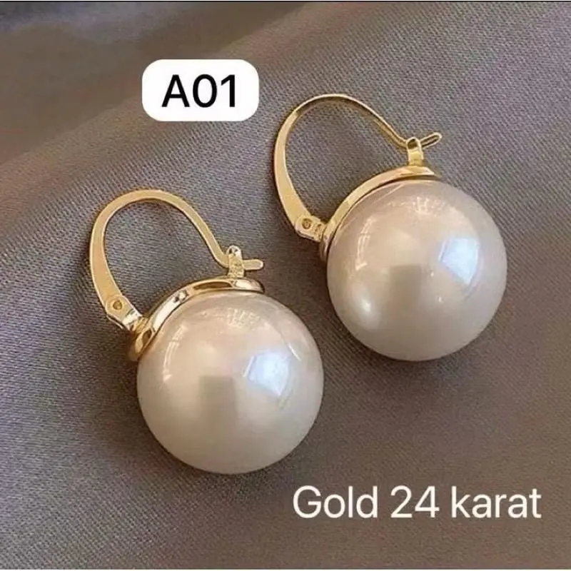 Anting mutiara lapis emas ready store 0