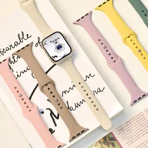[Tali Jam] Strap untuk Apple Watch IWatch Series 1-9 Ultra 49mm 45mm 41mm 44mm 42mm 40mm 38mm T800 Ultra I8 Pro Max S8 Ultra 8 MAX 9 PRO S20 T500 DT No 1 HW22 W26 IWO Slim Silicone Band Belt Aksesori