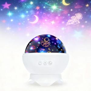 proyector de estrellas 360° con luz nocturna, lámpara led infantil con 9 modos y discos intercambiables