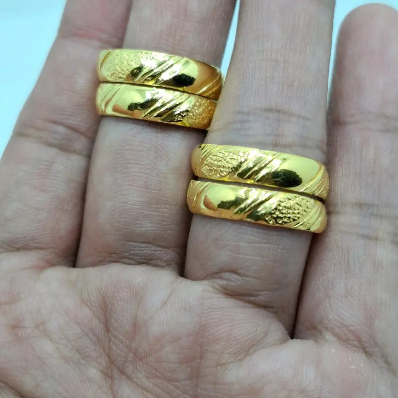 Cincin Seleser Motif Pasir Aksesoris Perhiasan Lapis Emas Elegan Rings 2