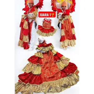 [Migo Custom 64] 2in1 bisa lepas jd Mini Dress Juara Lomba FashionShow 17an Baju Dress Panjang Songket Sequin Payet Mewah Sultan Merah Emas Kilau Sinar / Pakaian AnaBul Kucing/Anjing Hewan Peliharaan Jantan Betina / Pet Costume Kostum Formal Resmi Pesta