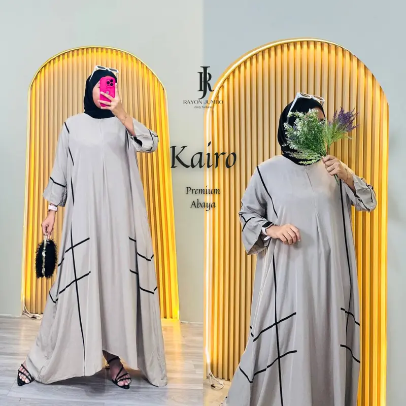 Kairo Abaya Jumbo LD 130 Rayon Premium Resleting Depan Simple Elegan Kondangan Pengajian Arisan 2