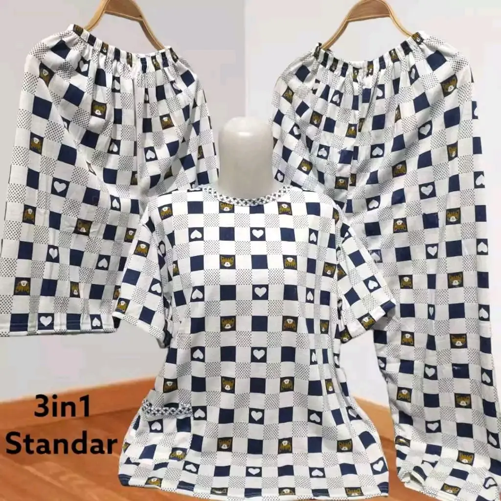 COD Stelan Baju Tidur Kaos BabyDoll 3IN1 Standar Model 1 Baju 2 Celana Busui