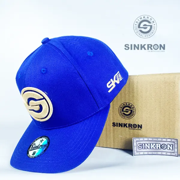 RFYZ X SINKRON Topi Snapback Premium Full Biru Bordir S Gold