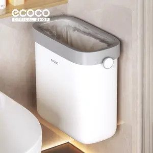ECOCO Uncovered Wall Hanging Trash Can - Ember Kamar Mandi Yang Dipasang Di Dinding Rumah Tangga Toilet Kamar Mandi Baru Ember Khusus Tempat Sampah Dapur Yang Dipasang Di Dinding Ember Sanitasi