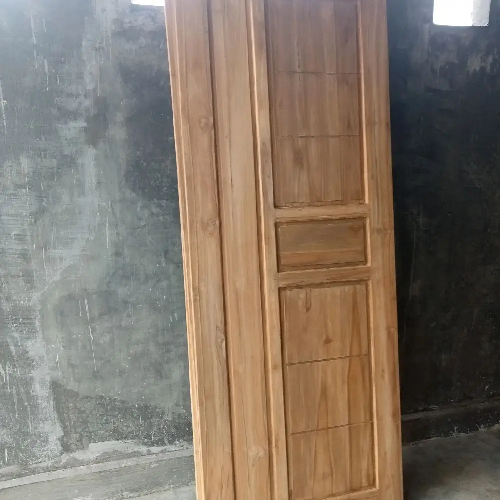 MUURRAAAHH Pintu Kamar Jati Ukuran 80x200 Desain Minimalis Bahan Kayu Jati Asli Rangka Tebal 3 Cm Kokoh Tahan Lama