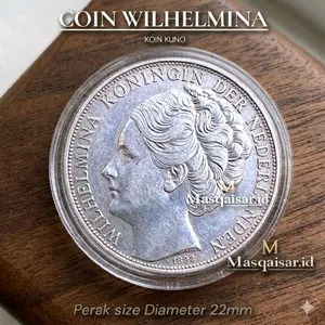 Koin Perak Kuno Wilhelmina Nederland 1943 Silver 1/2 G Best Quality