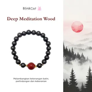 BlinkCat - Gelang Kristal Alami: Deep Meditation Wood| Natural Crystal Bracelet